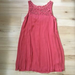Anthropology Coral Eyelet Sleeveless Summer Dress